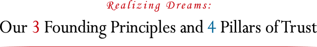 Realizing Dreams : Our 3 Founding Principles and 4 Pillars of Trust
